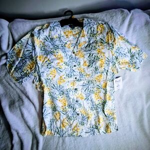 George Men's Casual Button Down Shirt - Yellow and Green Floral